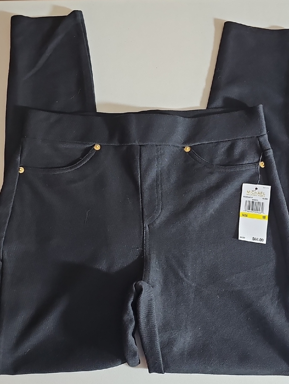 MICHAEL Michael Kors Black Ponte Leggings with Gold Stud Accents 5BIN B47